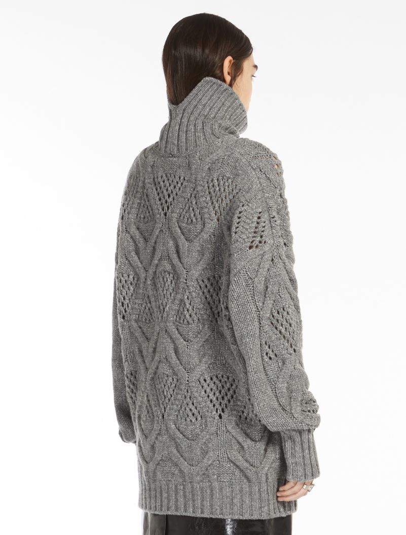 Diamond-knit maxi sweater - MEDIUM GREY - Sportmax