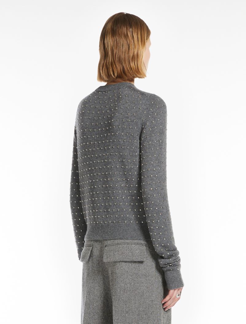 Maglia girocollo in misto cashmere con borchiette - ANTRACITE - Sportmax