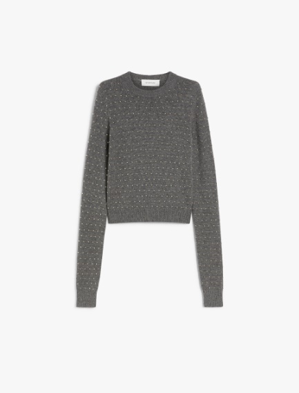 Studded cashmere-blend crew-neck sweater - DARK GREY - Sportmax