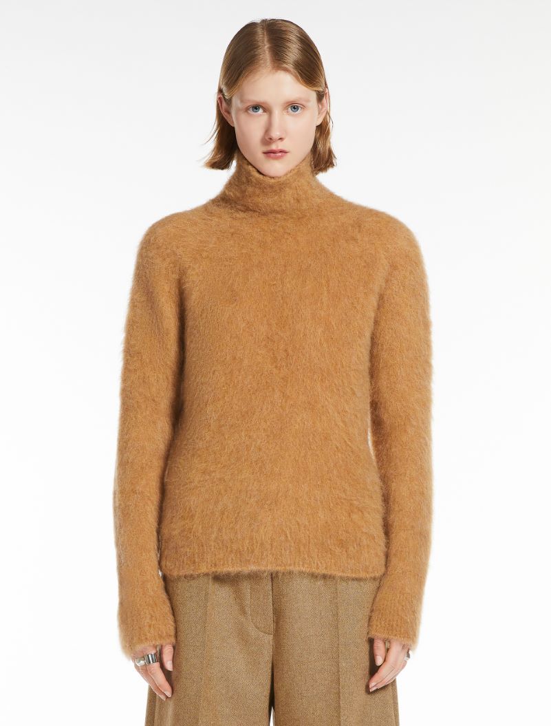 Seamless alpaca-blend mock polo-neck sweater - CAMEL - Sportmax