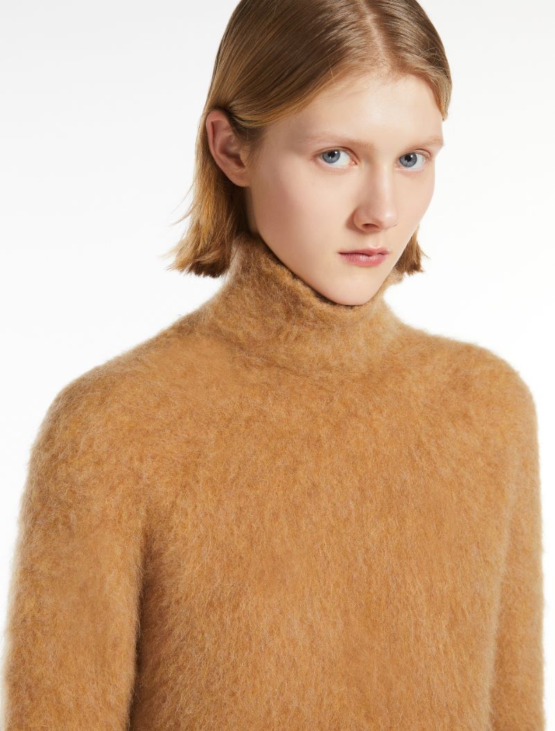 Seamless alpaca-blend mock polo-neck sweater - CAMEL - Sportmax