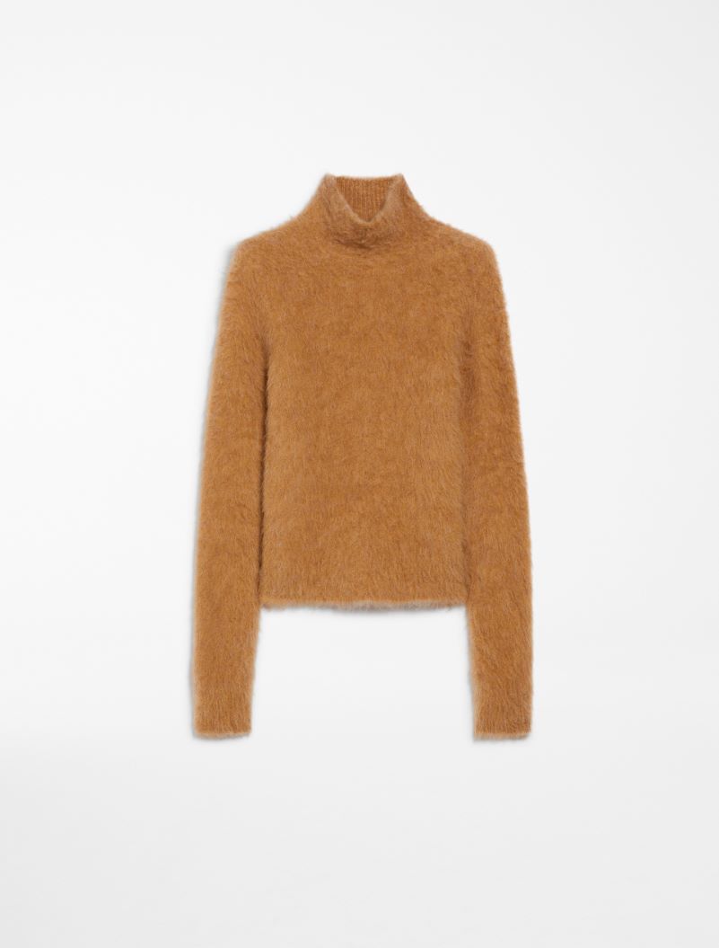 Seamless alpaca-blend mock polo-neck sweater - CAMEL - Sportmax