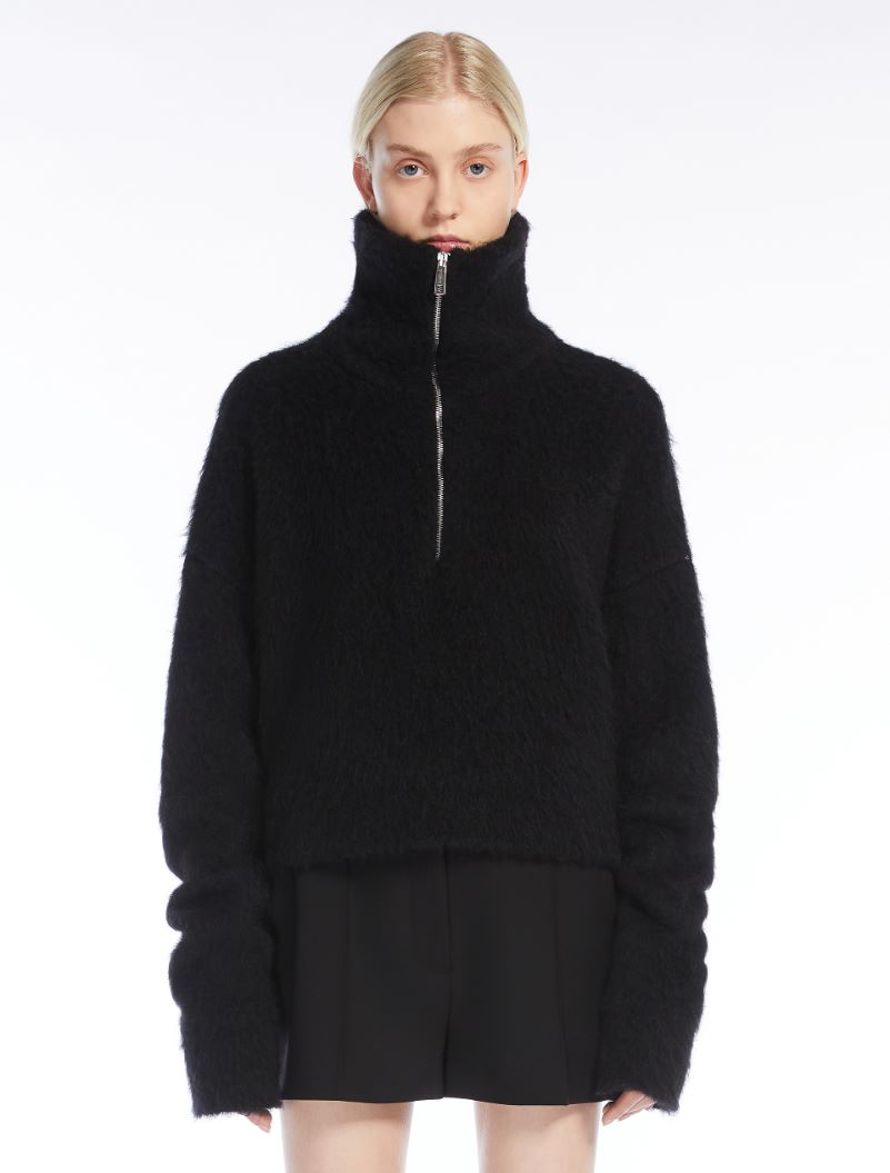 Alpaca-blend boxy sweater - BLACK - Sportmax