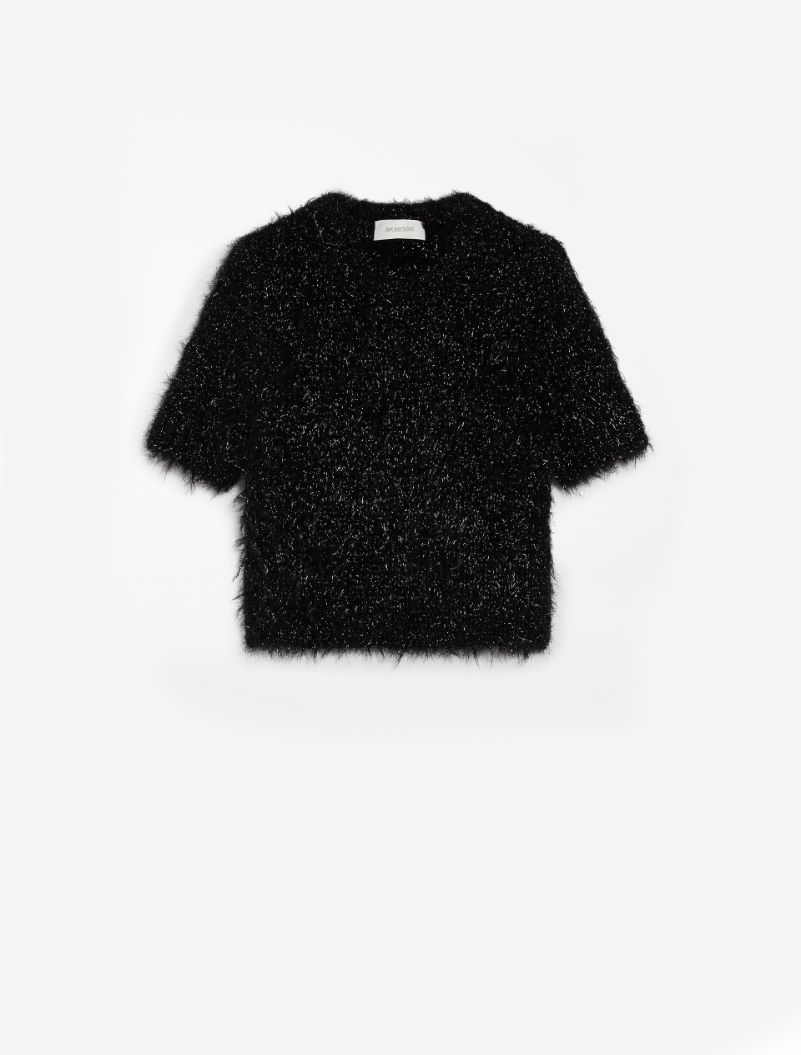 Cropped lurex sweater - BLACK - Sportmax