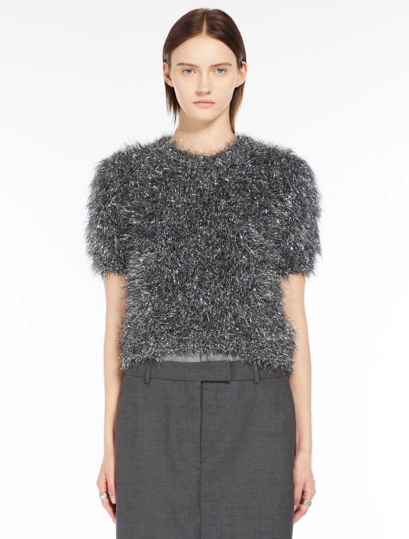 Cropped lurex sweater - SILVER - Sportmax