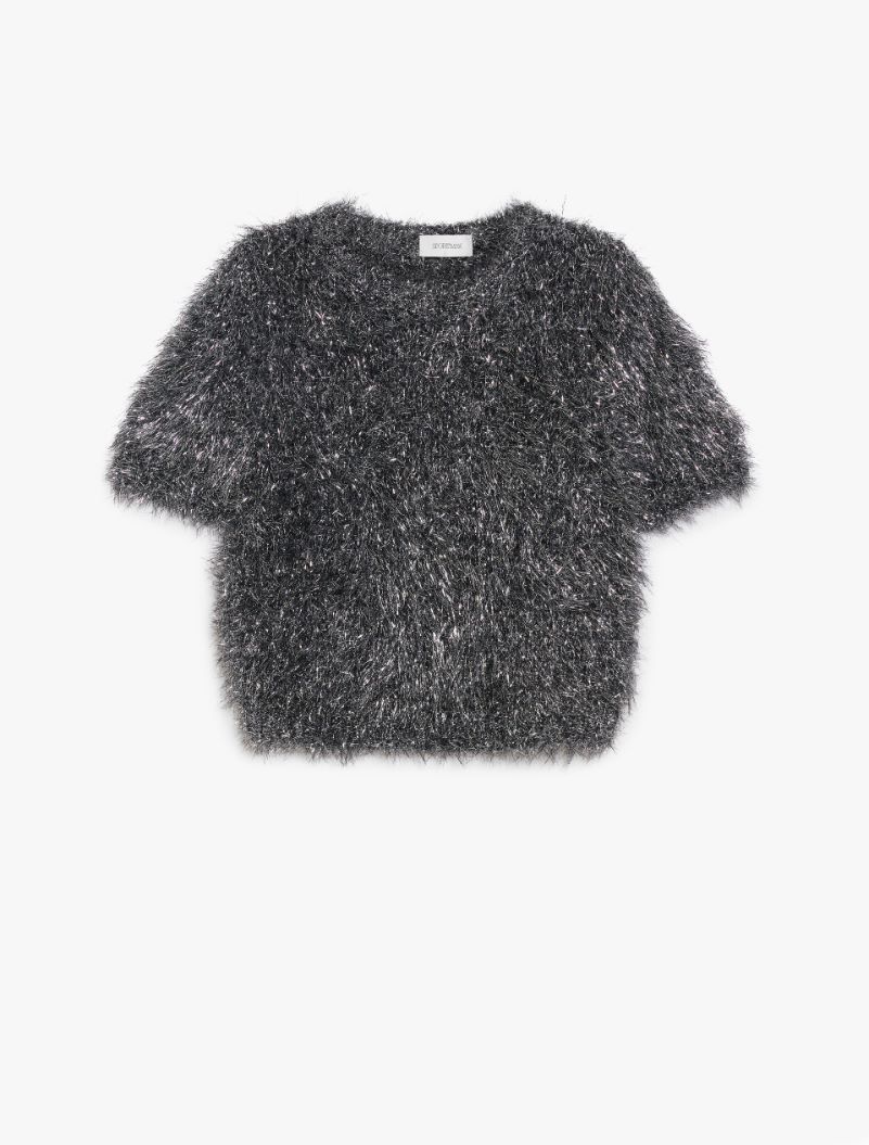 Cropped lurex sweater - SILVER - Sportmax