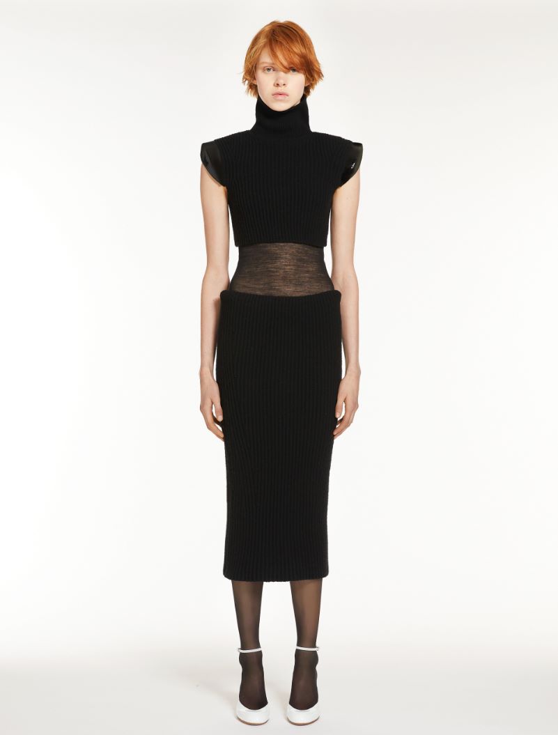 Cashmere blend asymmetric dress black Sportmax