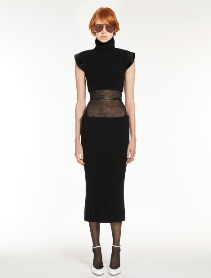 Cashmere-blend asymmetric dress - BLACK - Sportmax