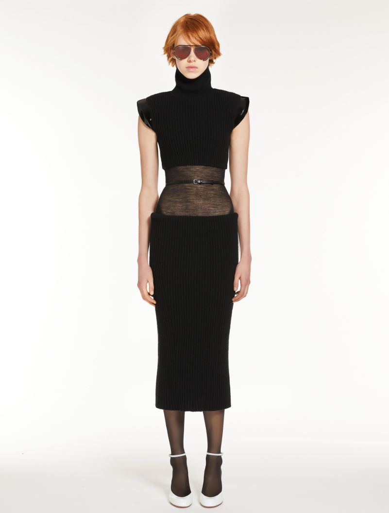 Cashmere-blend asymmetric dress - BLACK - Sportmax