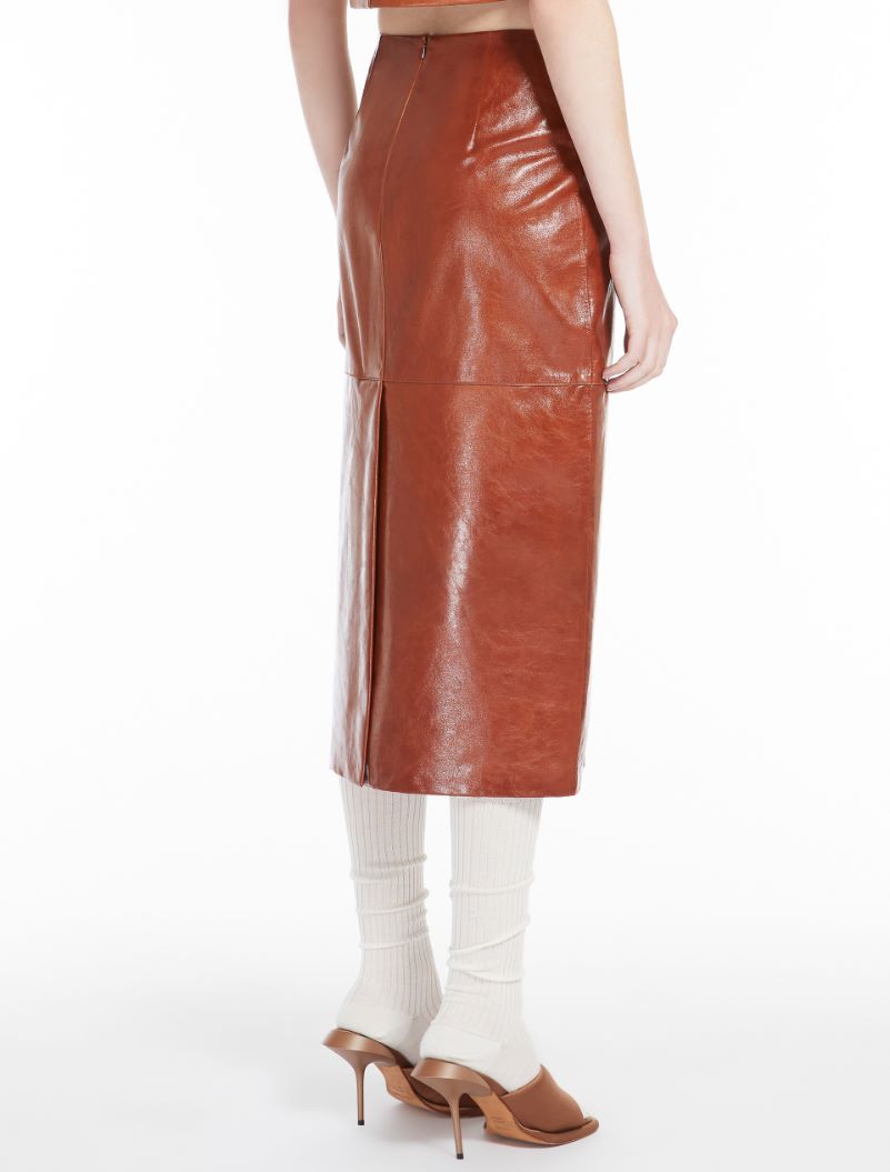 Nappa-leather midi skirt - TOBACCO - Sportmax