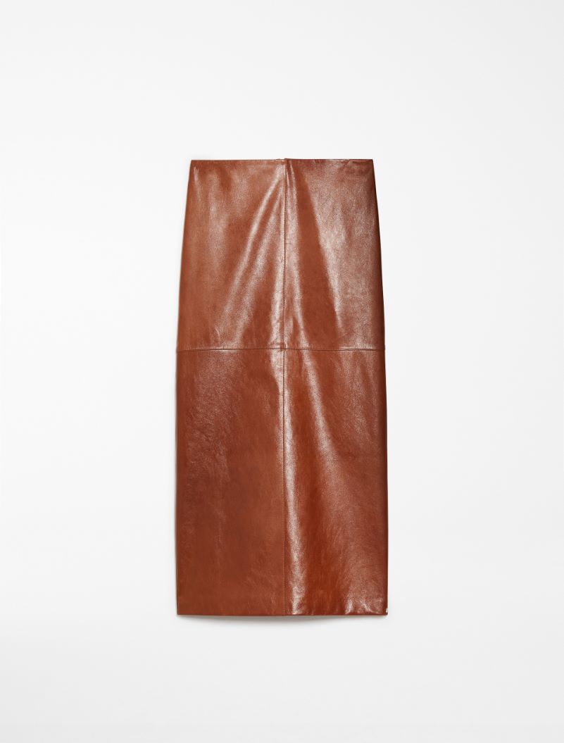 Nappa-leather midi skirt - TOBACCO - Sportmax