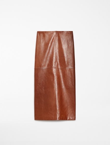 Nappa-leather midi skirt - TOBACCO - Sportmax