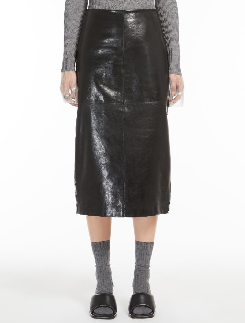 Nappa-leather midi skirt - BLACK - Sportmax