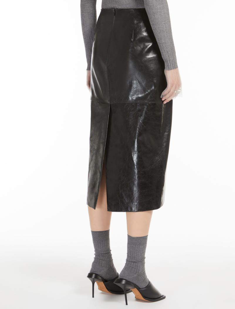 Nappa-leather midi skirt - BLACK - Sportmax