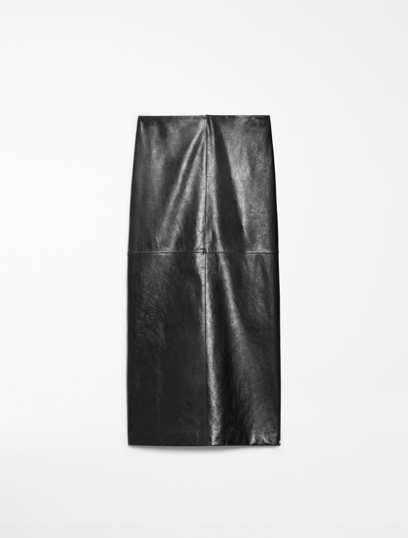 Nappa-leather midi skirt - BLACK - Sportmax