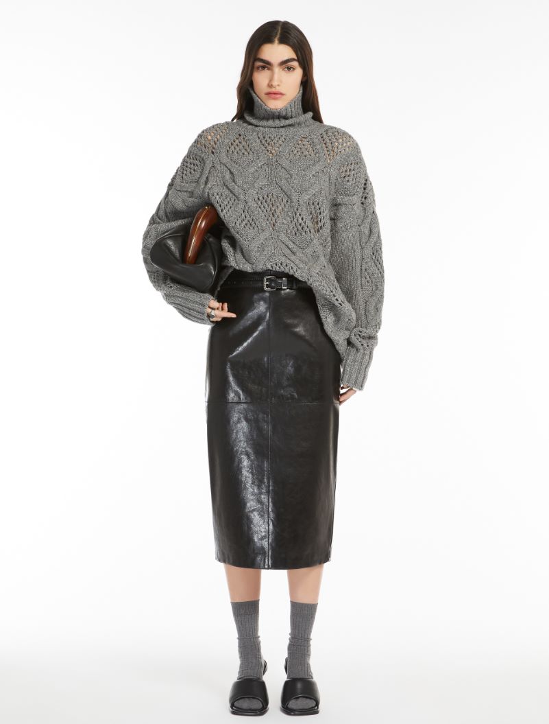 Nappa leather midi skirt black Sportmax