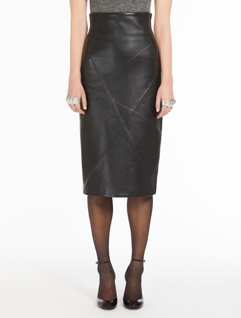 Nappa-leather midi skirt - BLACK - Sportmax