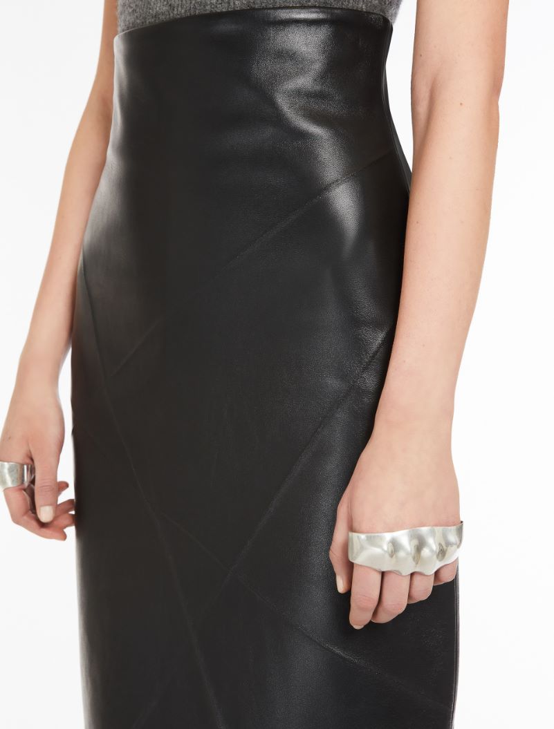 Nappa-leather midi skirt - BLACK - Sportmax