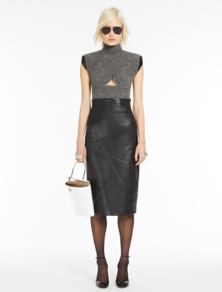 Nappa-leather midi skirt - BLACK - Sportmax