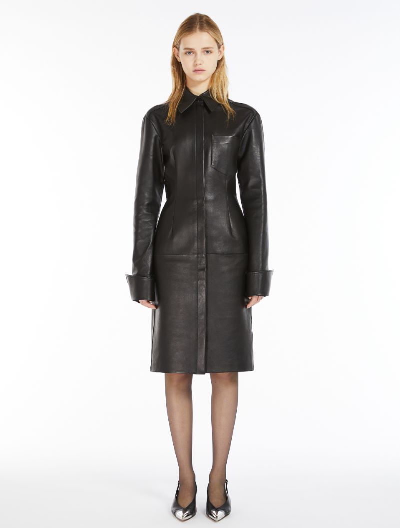 Nappa leather shirt dress - BLACK - Sportmax