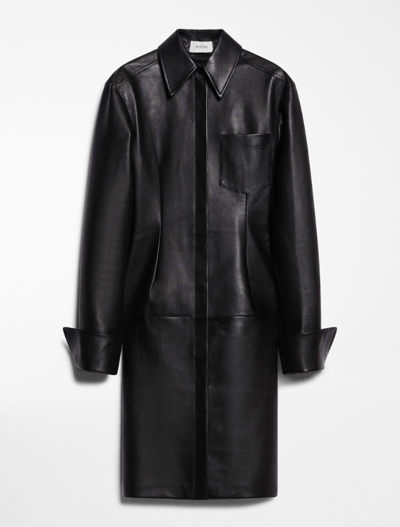 Nappa leather shirt dress - BLACK - Sportmax