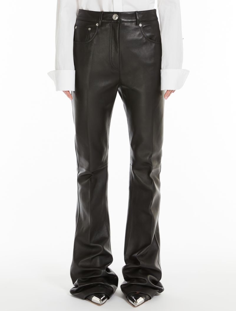 Flared 5-pocket Nappa leather trousers - BLACK - Sportmax