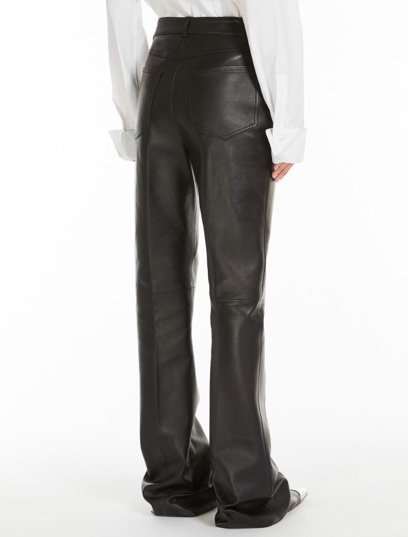 Flared 5-pocket Nappa leather trousers - BLACK - Sportmax