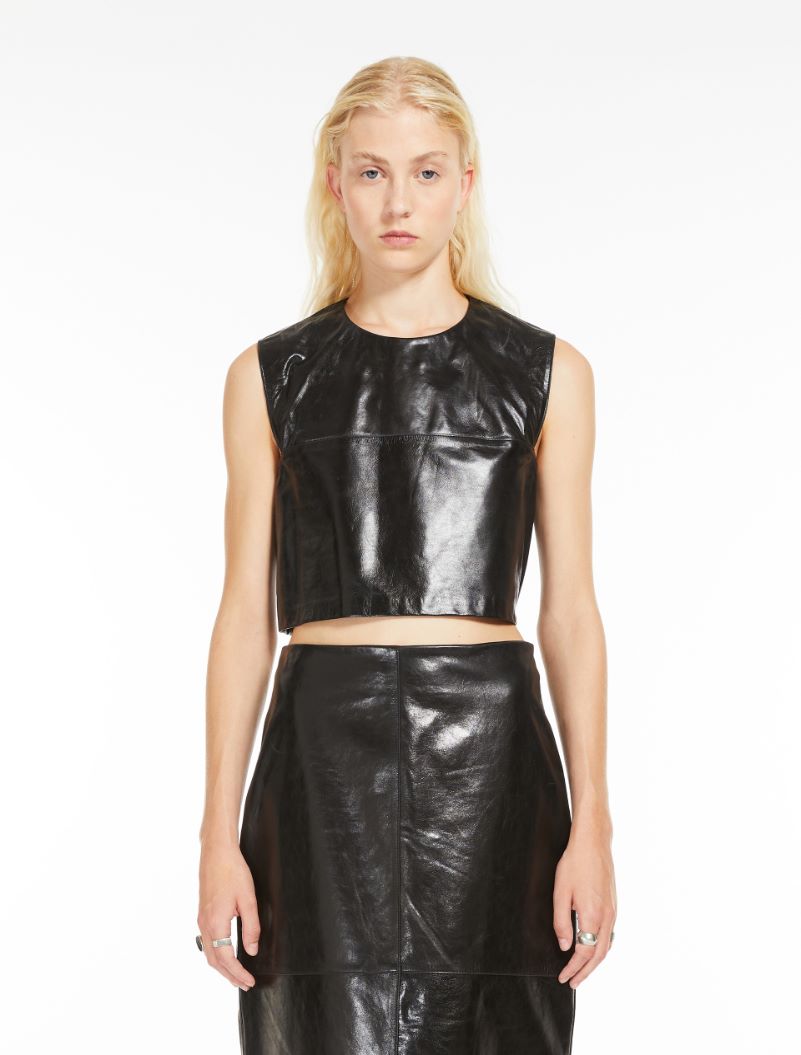 Short nappa-leather top - BLACK - Sportmax