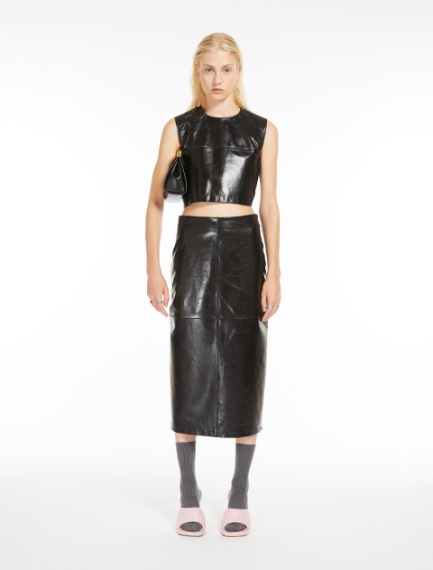 Short nappa-leather top - BLACK - Sportmax