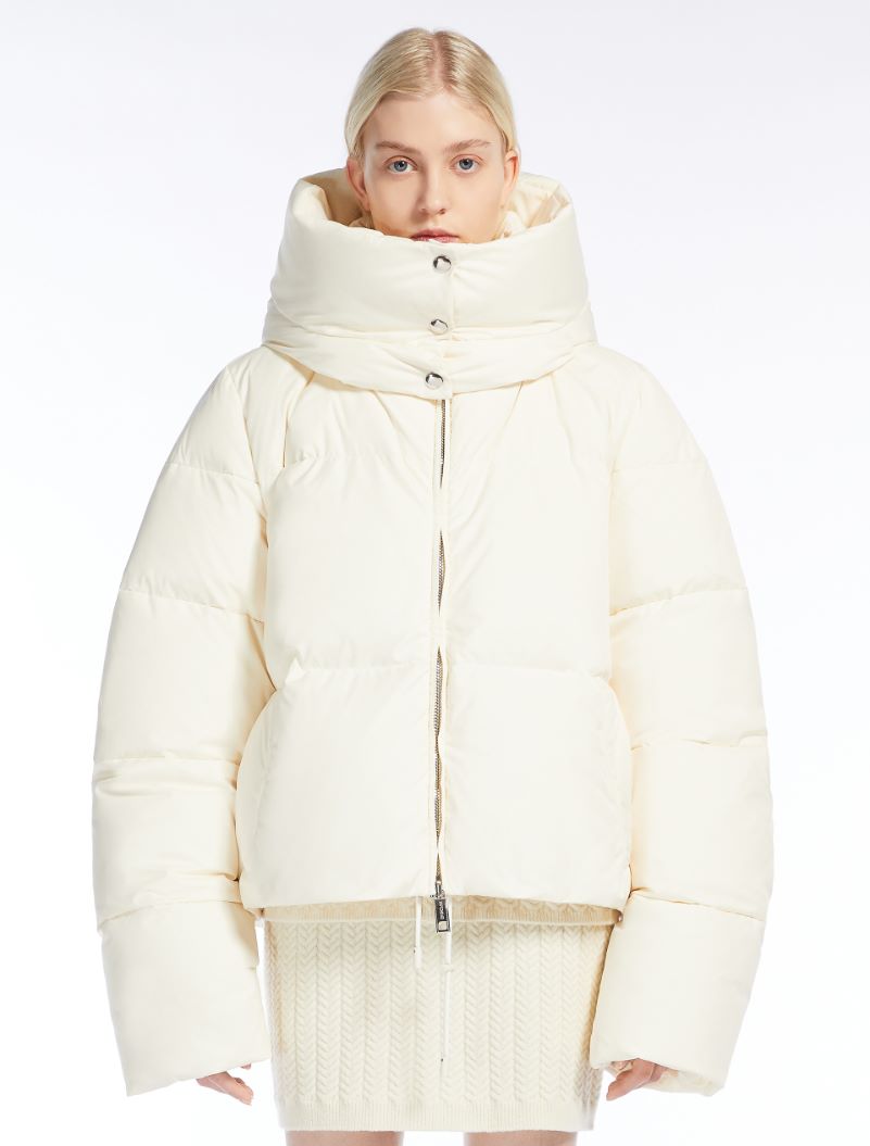 Oversized waterproof fabric down jacket - IVORY - Sportmax