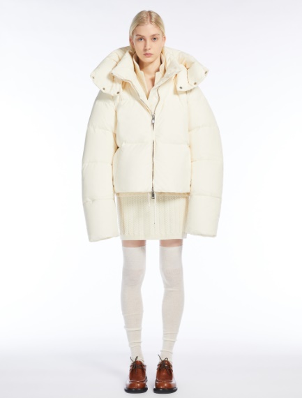 Oversized waterproof fabric down jacket - IVORY - Sportmax