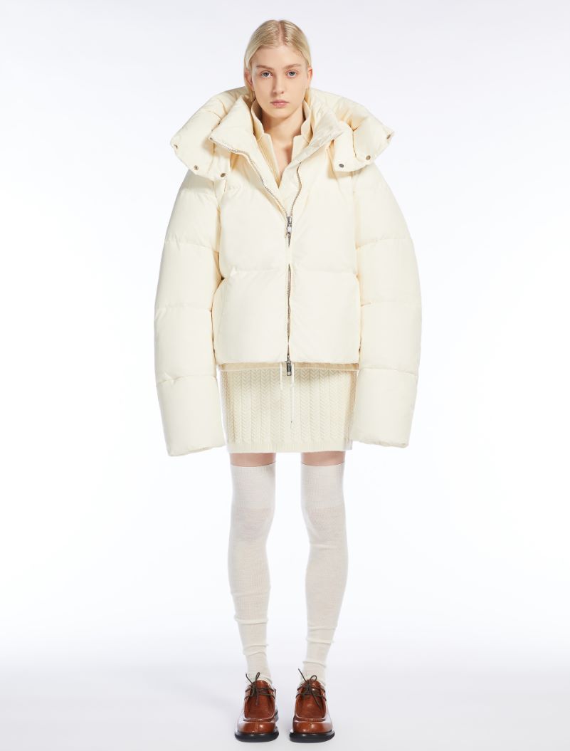 Oversized waterproof fabric down jacket ivory Sportmax