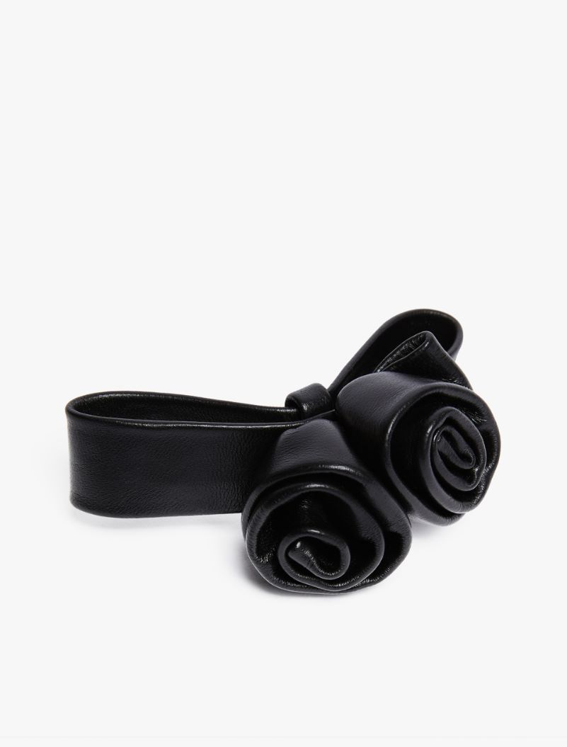 Rose-decorated Nappa leather belt - BLACK - Sportmax