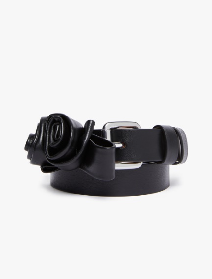 Rose-decorated Nappa leather belt - BLACK - Sportmax