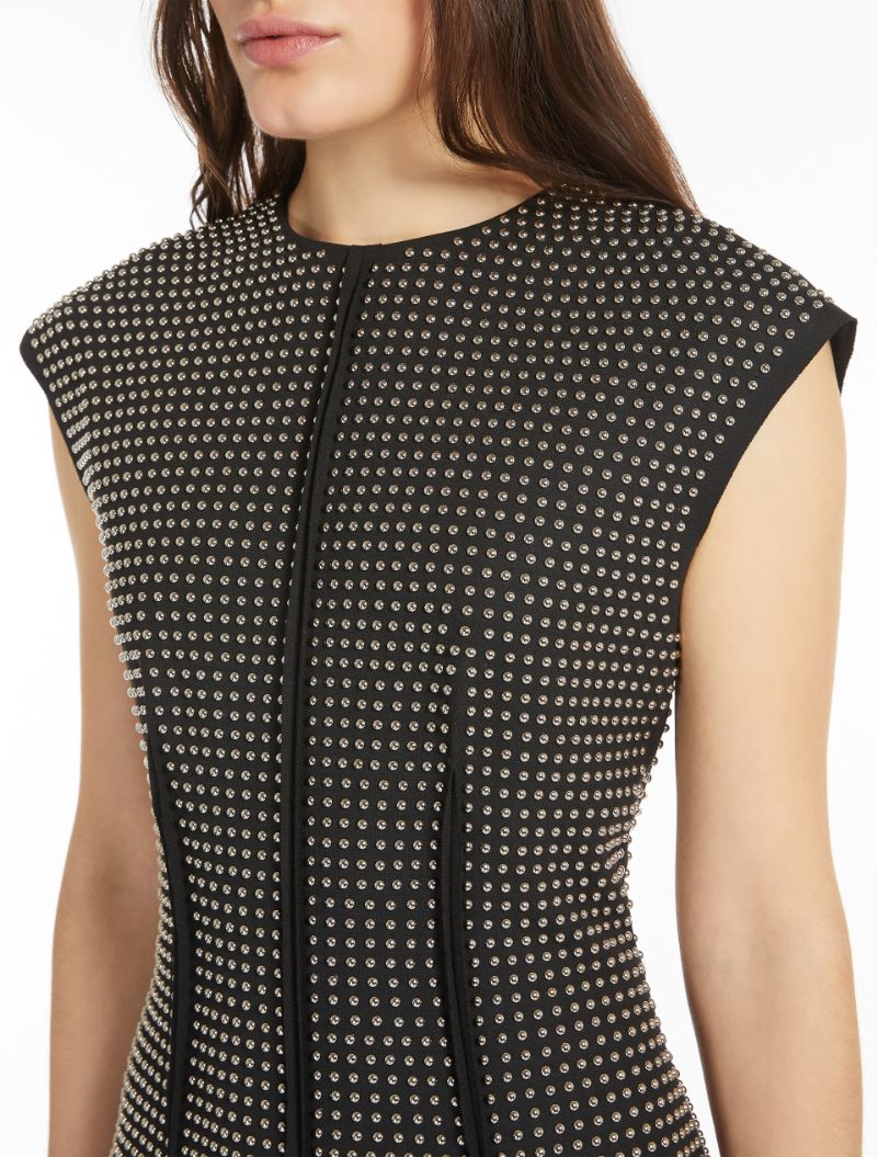 Microstud-adorned crew-neck dress - BLACK - Sportmax