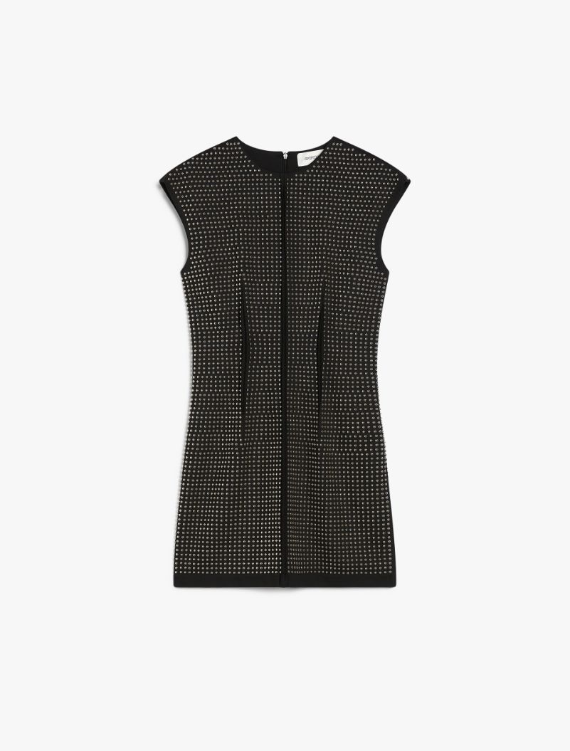 Microstud-adorned crew-neck dress - BLACK - Sportmax