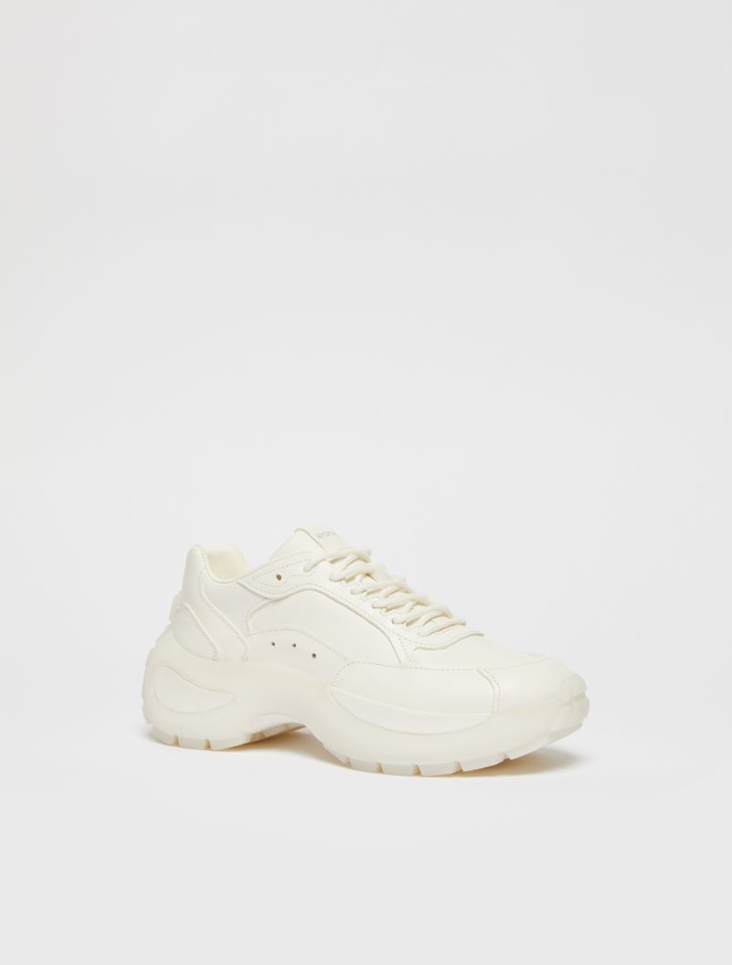 Chunky-sole leather sneakers - MILK - Sportmax