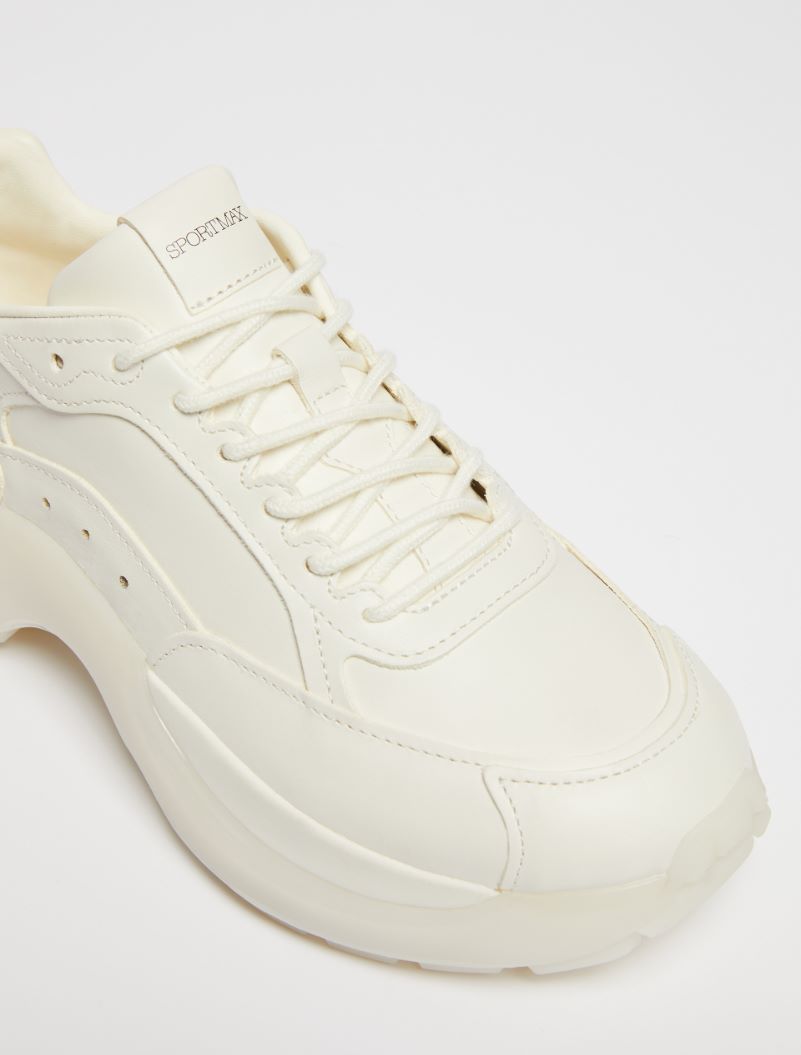 Chunky-sole leather sneakers - MILK - Sportmax