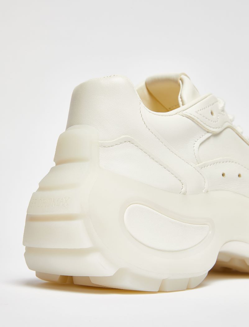 Chunky-sole leather sneakers - MILK - Sportmax