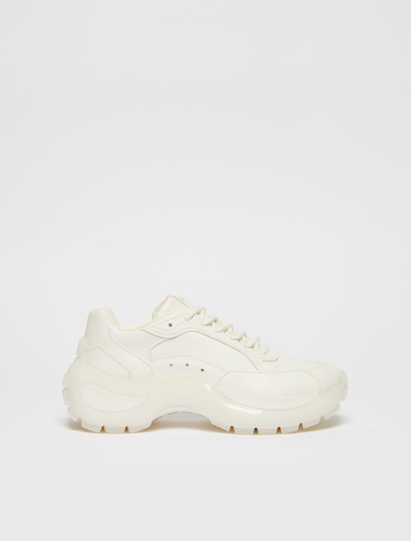 Chunky-sole leather sneakers - MILK - Sportmax