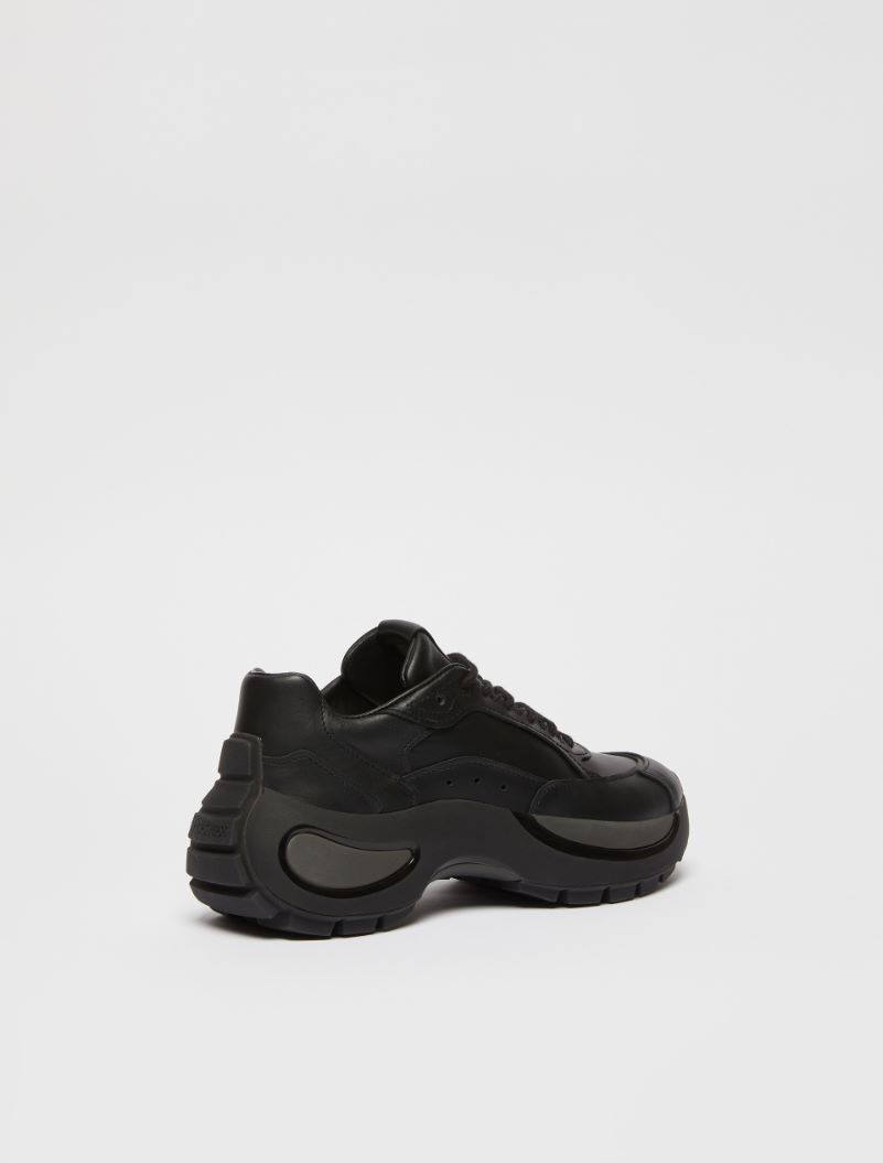 Chunky-sole leather sneakers - BLACK - Sportmax