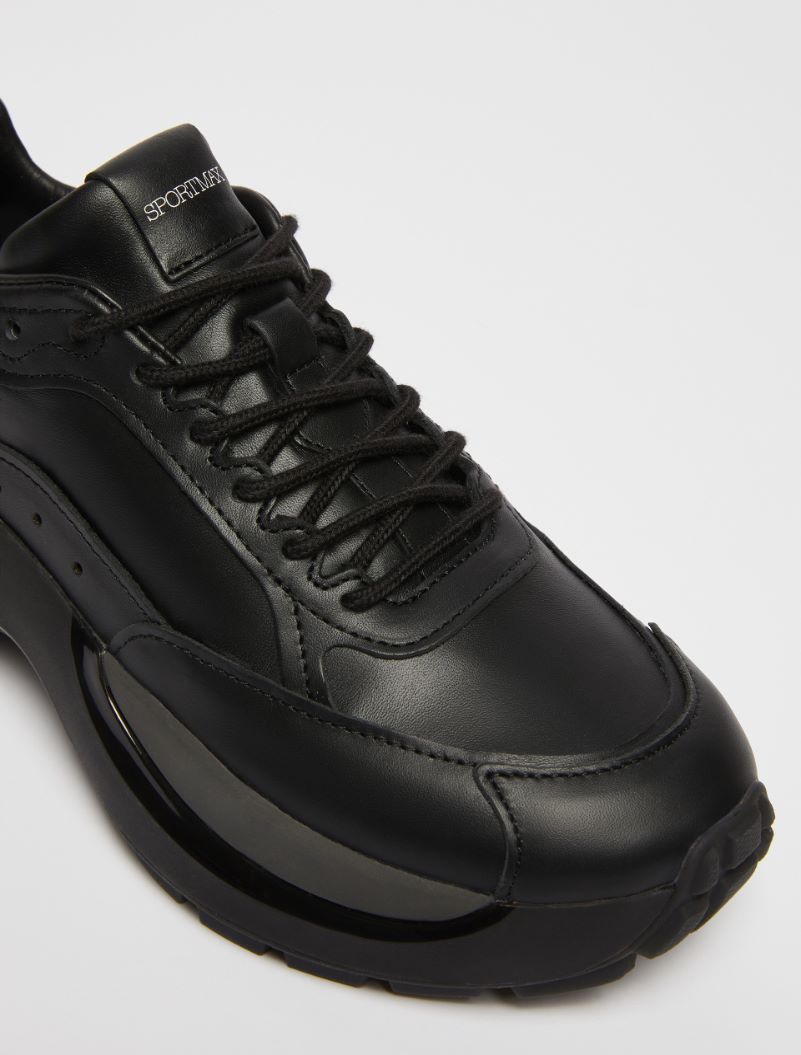 Chunky-sole leather sneakers - BLACK - Sportmax