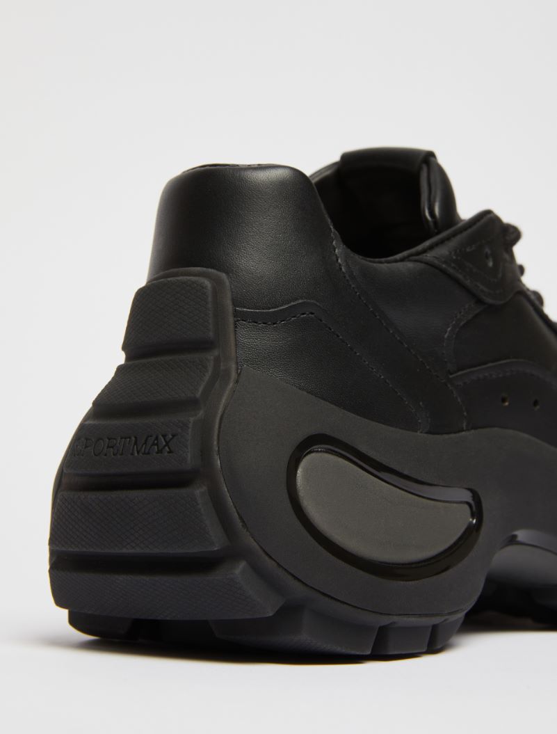 Chunky-sole leather sneakers - BLACK - Sportmax