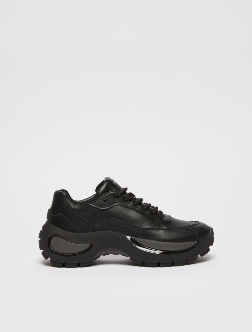 Chunky-sole leather sneakers - BLACK - Sportmax