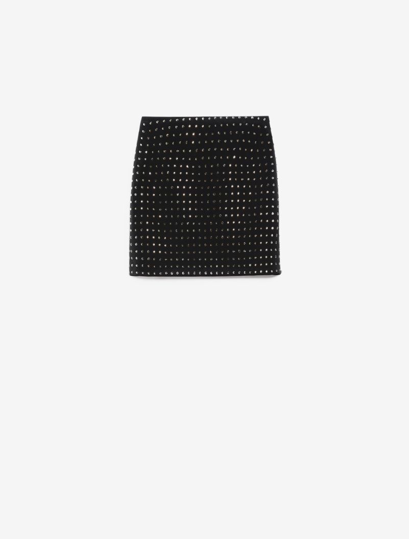 Rhinestone scuba jersey skirt - KLEPSYDRA CAPSULE - BLACK - Sportmax