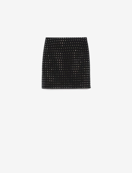 Rhinestone scuba jersey skirt - KLEPSYDRA CAPSULE - BLACK - Sportmax