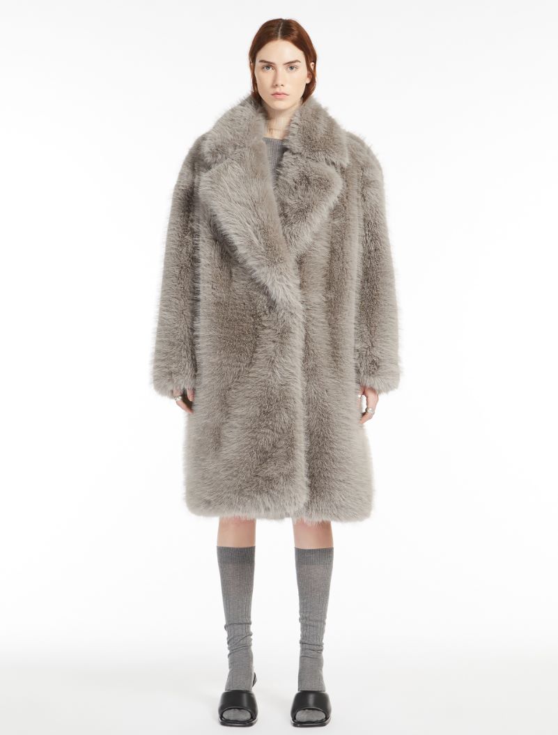 Grey swirl faux fur coat hotsell