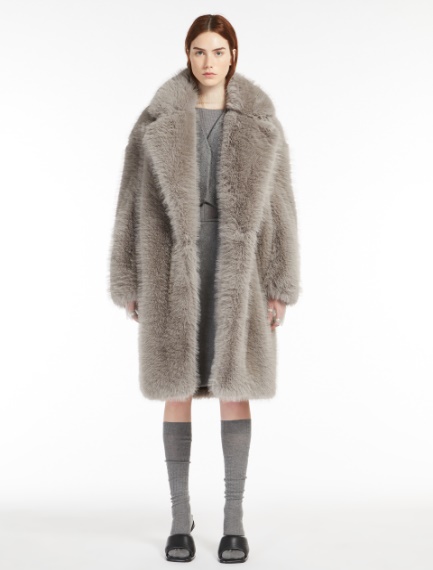 Faux fur coat - PEARL GREY - Sportmax