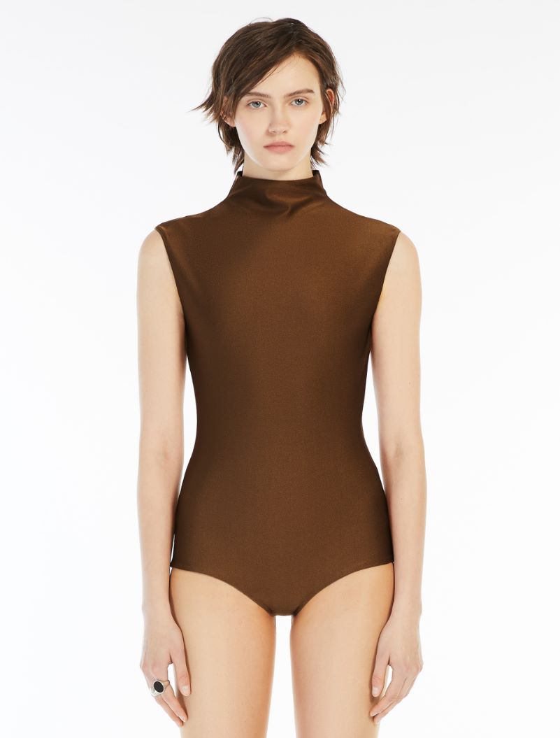 Shiny Lycra bodysuit - BROWN BRONZE - Sportmax