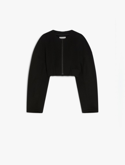 Wool micro bomber jacket - BLACK - 